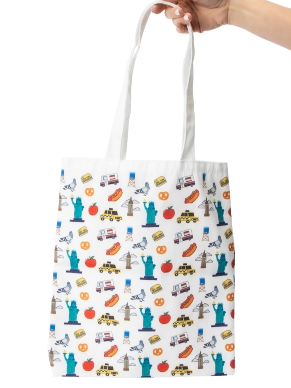 White NYC Icon Print Tote Bag